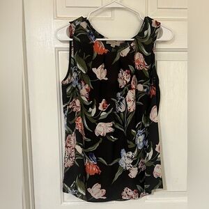 LOFT Outlet Charcoal Grey Floral Sleeveless Blouse